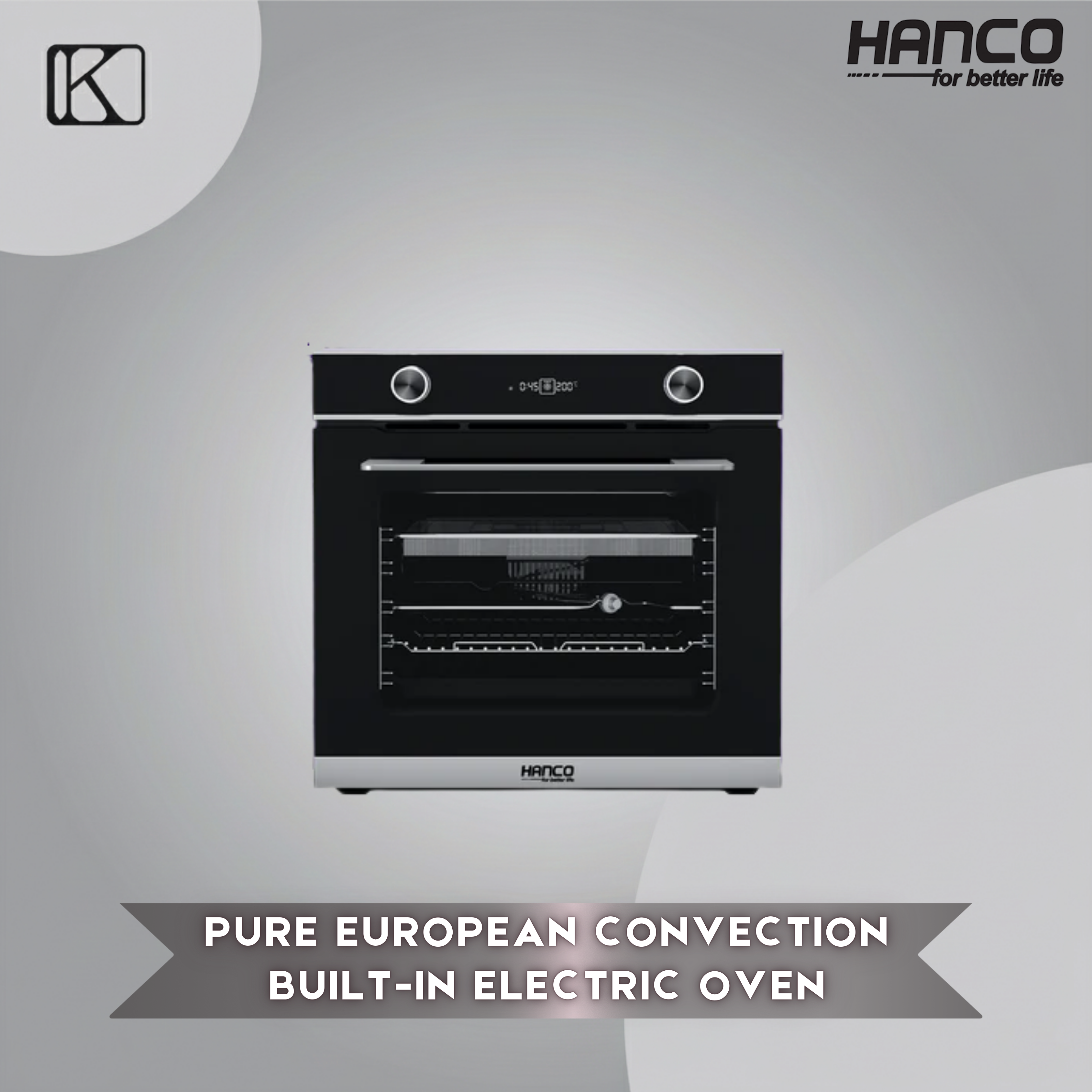 Pure European Convection Built-in Electric Oven (Black With Silver)