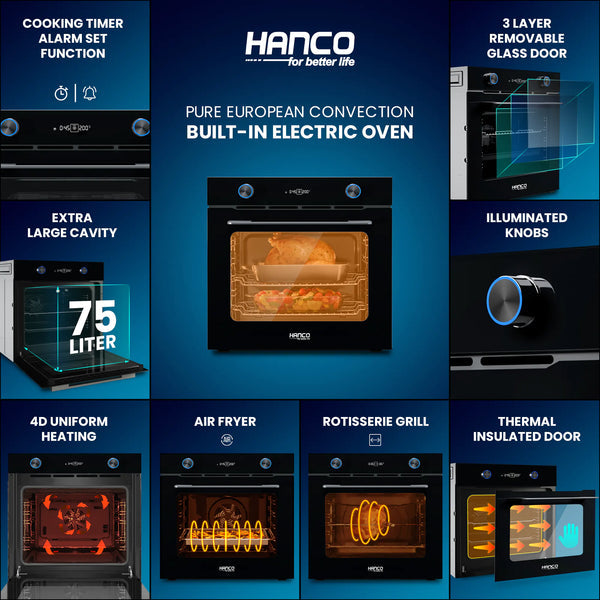 Pure European Convection Built-in Electric Oven (Black)